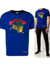 Flying Tiger Embroidered Logo Short Sleeve T Shirt Blue - KENZO - BALAAN 2