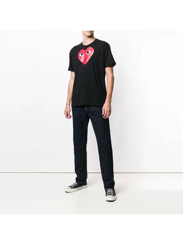 Play Men's Black Eye Red Big Heart Print Short Sleeve T-Shirt P1 T112 1 Black - COMME DES GARCONS - BALAAN 7