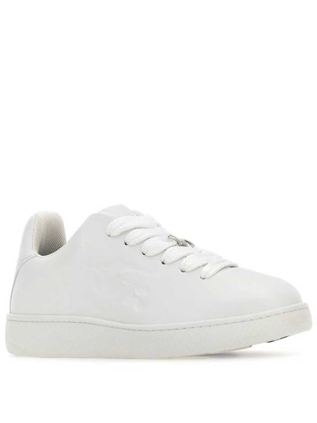 Debossed Logo Leather Low Top Sneakers White - BURBERRY - BALAAN 3