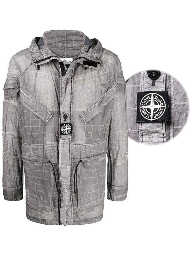 Men's Wappen Reflective Grid Lamy Windbreaker Grey - STONE ISLAND - BALAAN 3