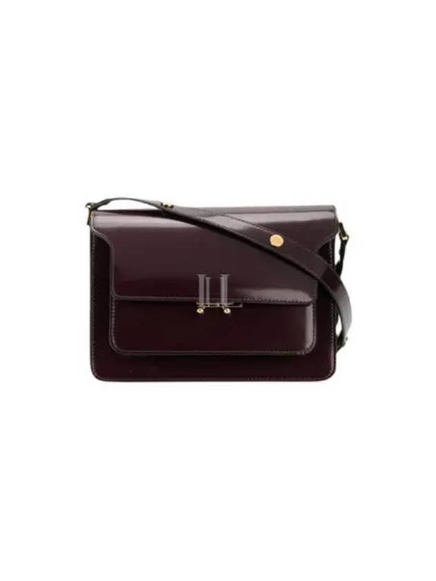 Trunk Glossy Leather Medium Shoulder Bag Burgundy - MARNI - BALAAN 2