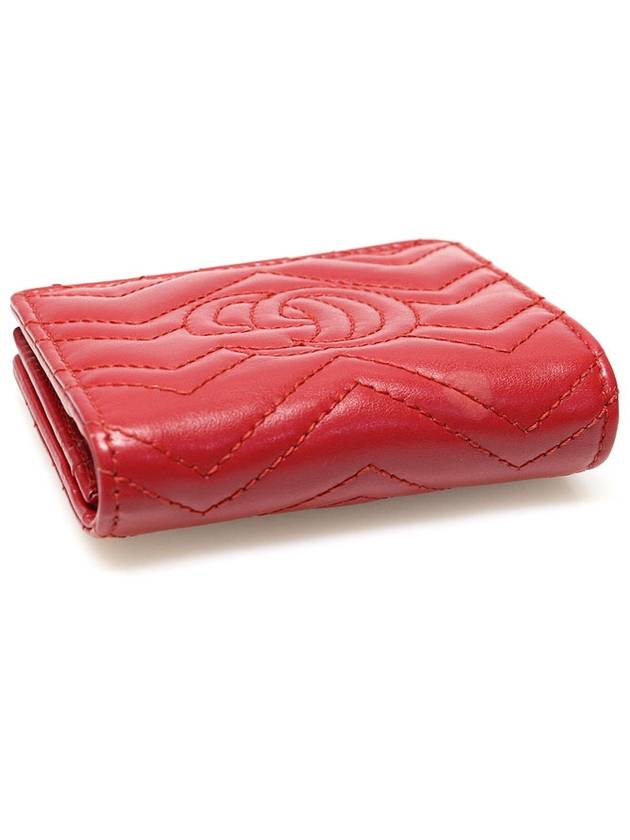 466492 Red Matelasse Chevron Leather Gold Plated GG Marmont Card Case Half Wallet - GUCCI - BALAAN 4