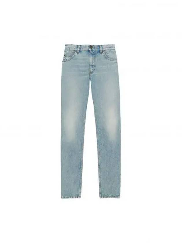 Denim Cotton Straight Jeans Blue - SAINT LAURENT - BALAAN 2