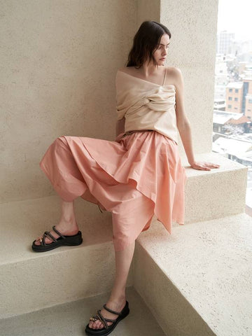 unbalanced ruffle harem pants_coral - CAHIERS - BALAAN 1