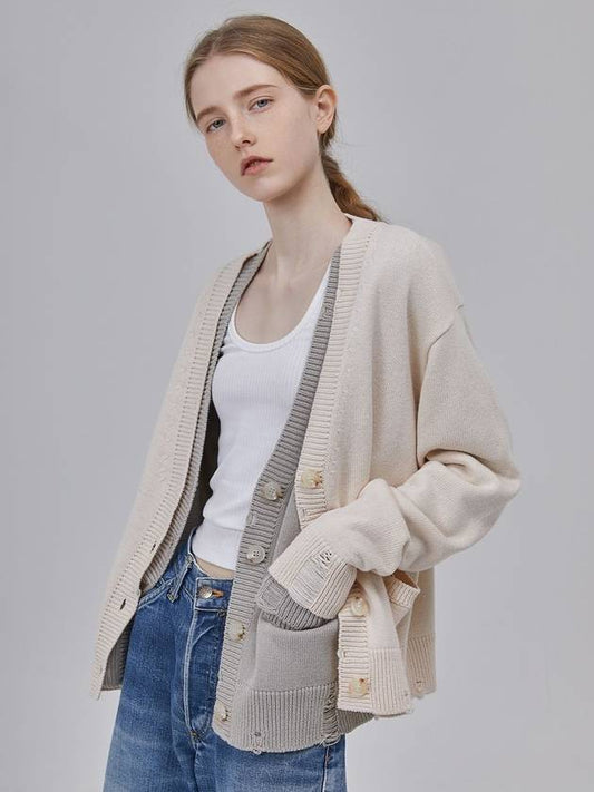 GOU DAMAGED CARDIGAN CREAM - NOICE - BALAAN 2