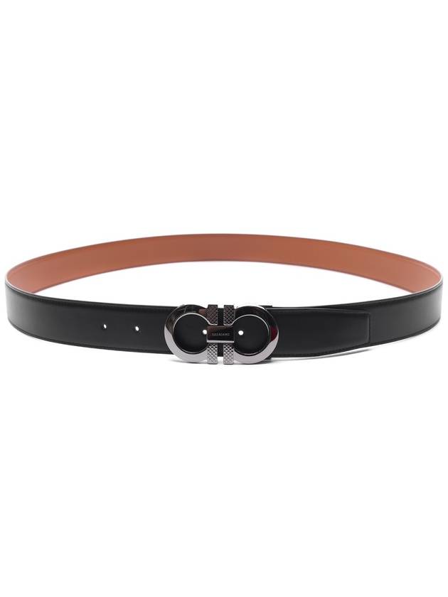 Reversible Leather Belt Black - SALVATORE FERRAGAMO - BALAAN 5