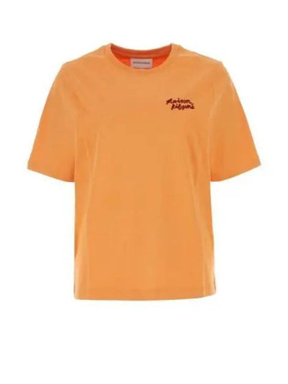 Handwriting Logo Cotton Short Sleeve T-Shirt Orange - MAISON KITSUNE - BALAAN 2