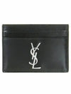 Monogram Card Case in Smooth Leather Black - SAINT LAURENT - BALAAN 3