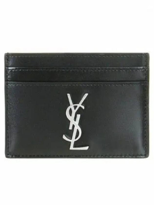 Monogram Card Case in Smooth Leather Black - SAINT LAURENT - BALAAN 2