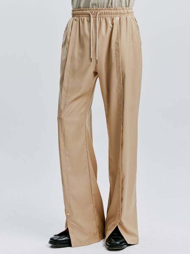 Rivet wide flare banding slacks beige - S SY - BALAAN 1