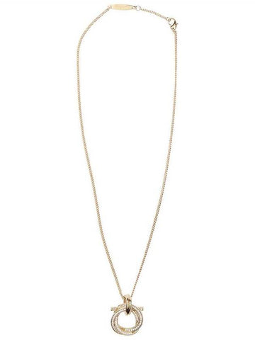 Gancini Pendant Crystal Necklace Gold - SALVATORE FERRAGAMO - BALAAN 1