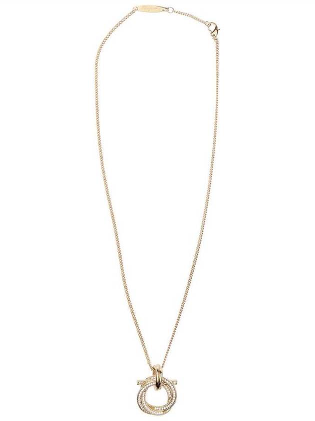 Gancini Pendant Crystal Necklace Gold - SALVATORE FERRAGAMO - BALAAN 1