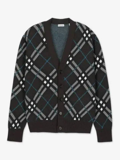 Check V-Neck Wool Mohair Blend Cardigan Snug - BURBERRY - BALAAN 2