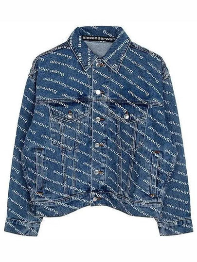 Women's Logo Print Trucker Denim Jacket Blue - ALEXANDER WANG - BALAAN 2