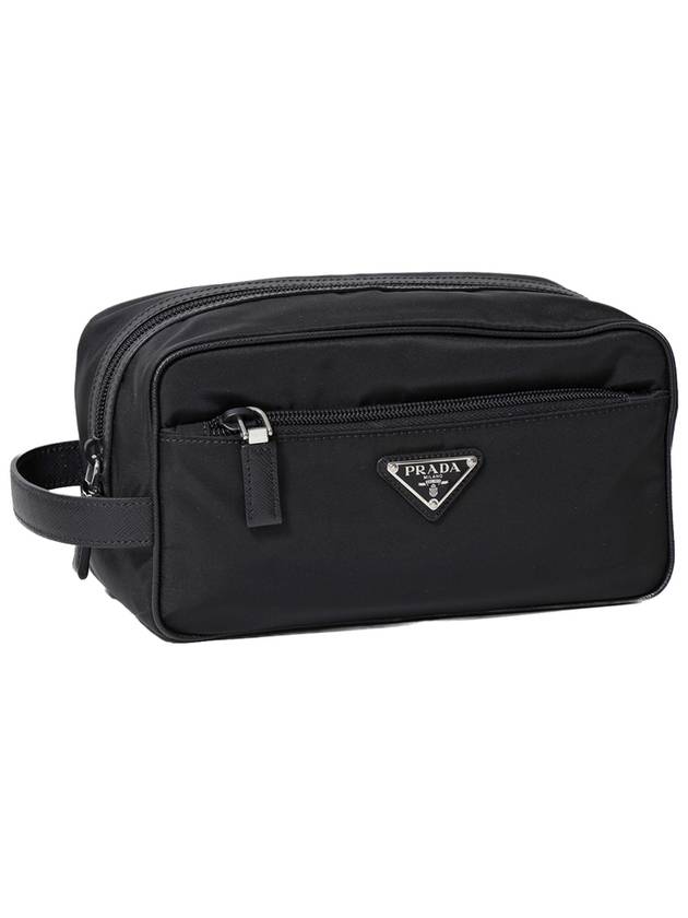 Triangle Logo Travel Nylon Pouch Bag Black - PRADA - BALAAN 3