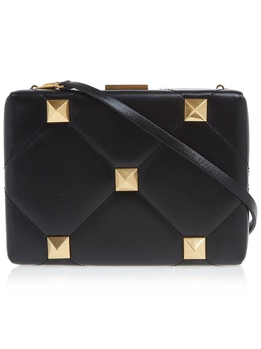 Roman Stud Minaudi?re Clutch Bag Black - VALENTINO - BALAAN.