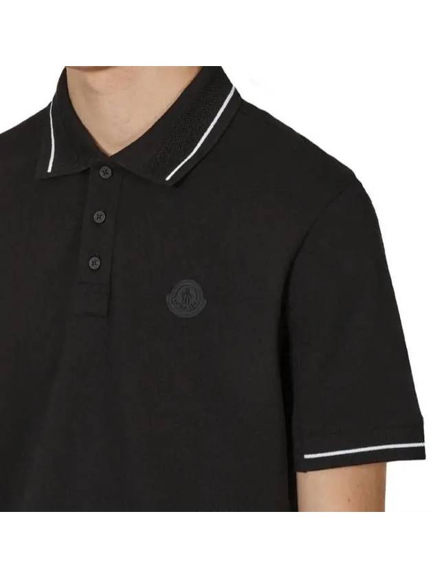 Men's Logo Patch Cotton Short Sleeve Polo Shirt Black - MONCLER - BALAAN 8