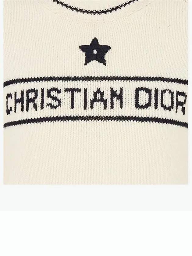 Women's Signature Logo Short Sleeve Knit Top Ecru - DIOR - BALAAN 4