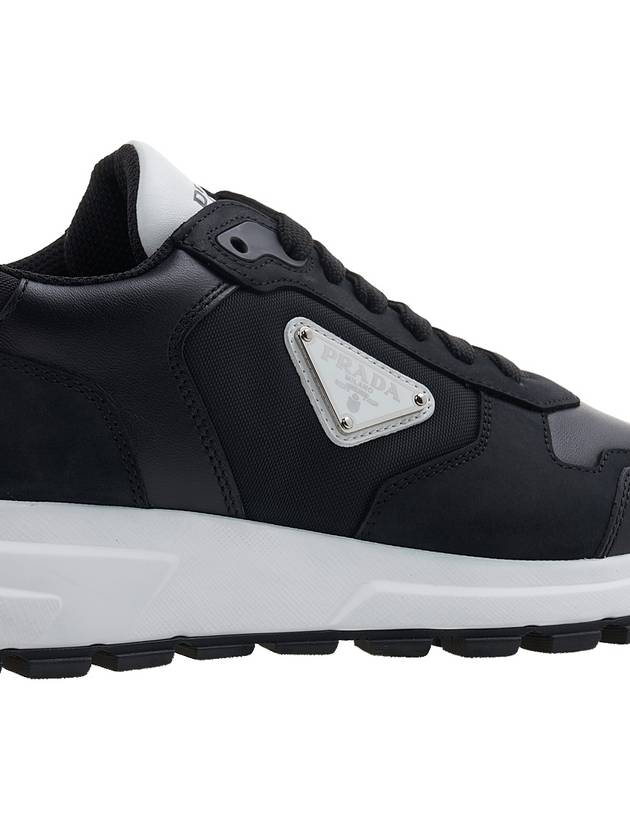 Nubuck Nylon Low Top Sneakers Black - PRADA - BALAAN 11