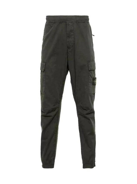 Stretch Cotton Wool Satin Straight Pants Black - STONE ISLAND - BALAAN 2