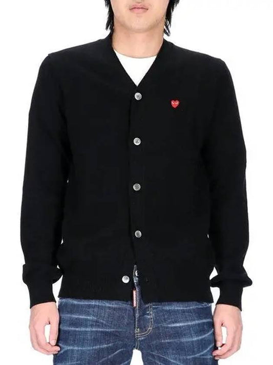 Mini Red Heart Waffen AZ N080 051 1 Men's Wool Cardigan 990071 - COMME DES GARCONS - BALAAN 1