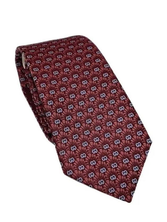 GG flower jacquard silk tie brown - GUCCI - BALAAN.