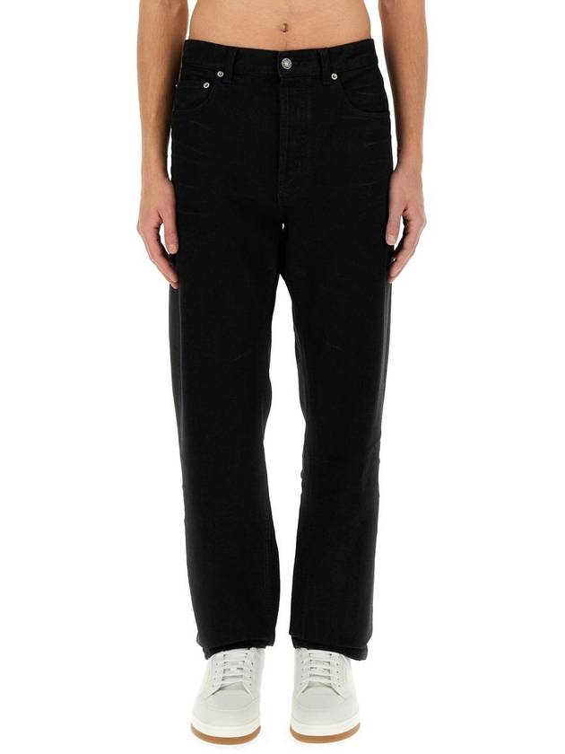 Denim Cotton Straight Jeans Black - SAINT LAURENT - BALAAN 2