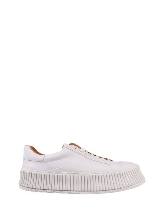 Platform Sole Lace-up Leather Low Top Sneakers White - JIL SANDER - BALAAN 1