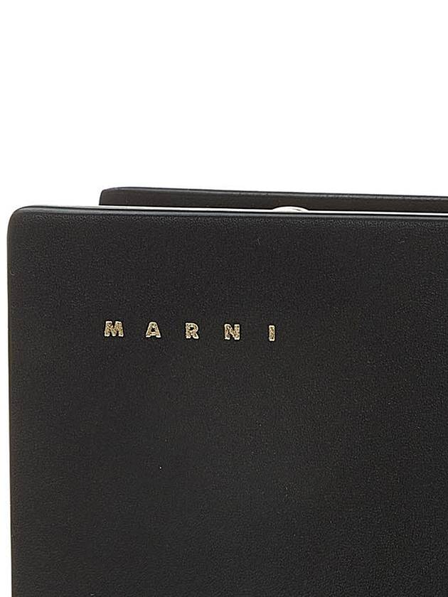 Small Book Logo Detail Leather Clutch Bag Black - MARNI - BALAAN 8