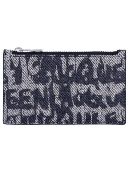 Zip Coin Card Holder Dark Blue Ivory Wallet - ALEXANDER MCQUEEN - BALAAN 1