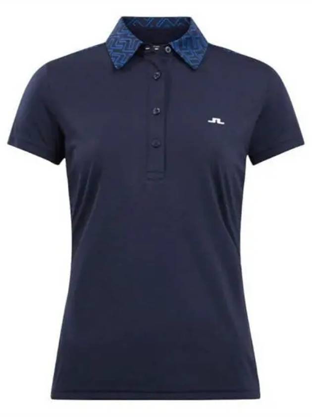 Women's Collar CARA Polo Short Sleeve T-Shirt Navy - J.LINDEBERG - BALAAN 2