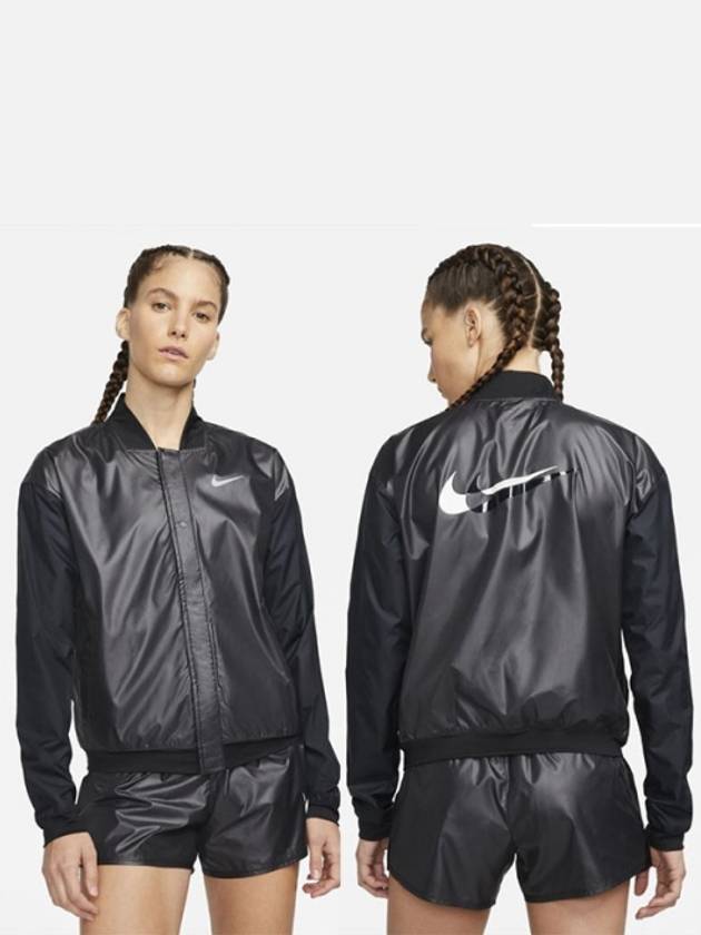 Women's Swoosh Running Jacket Black - NIKE - BALAAN 2