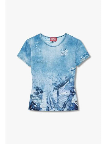 Women s Printed Stretch T Shirt Blue - DIESEL - BALAAN 1