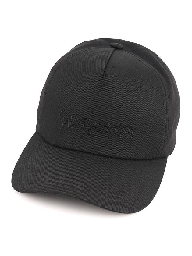 Embroidered Logo Gabardine Weave Cotton Ball Cap Black - SAINT LAURENT - BALAAN 3