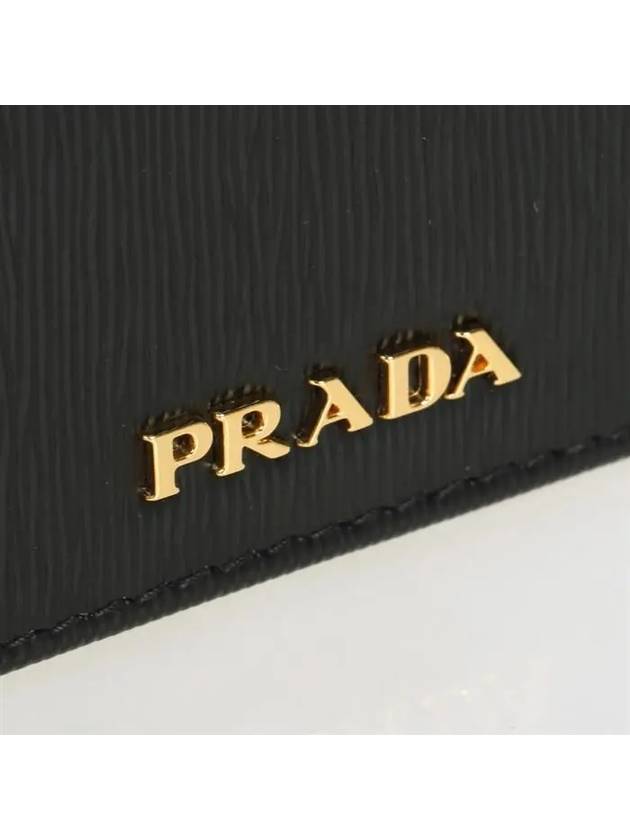 Vitello Gold Logo Leather Half Wallet Black - PRADA - BALAAN 8