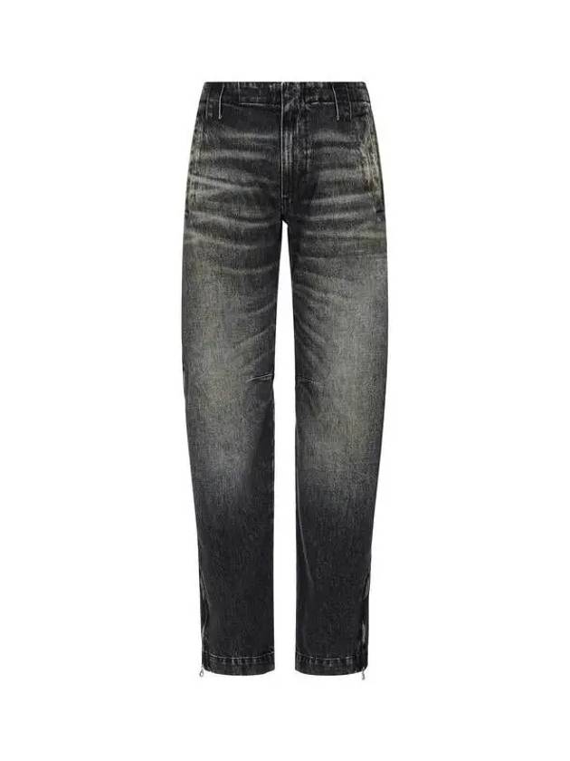 Men s Zipper Slit Loose Straight Jeans D GENE Washed Black - DIESEL - BALAAN 1