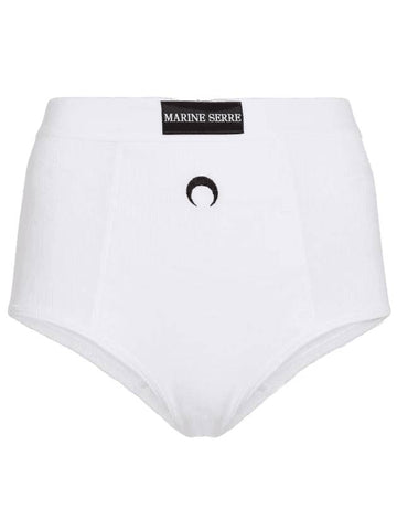 Women's Organic Cotton Rib Brief White - MARINE SERRE - BALAAN 1