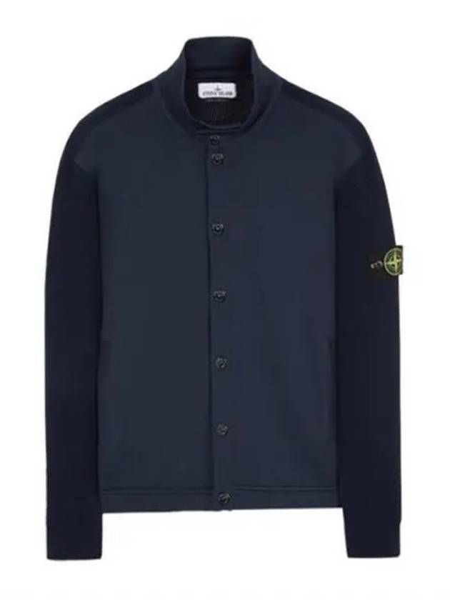 Badge Button Knit Cardigan Navy - STONE ISLAND - BALAAN 2