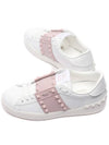 Rockstud Leather Low Top Sneakers White Rose - VALENTINO - BALAAN 7