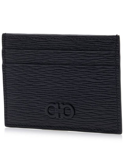 Double Gancini card wallet 66 A387 NERO PEBBLE 0733364 - SALVATORE FERRAGAMO - BALAAN 2