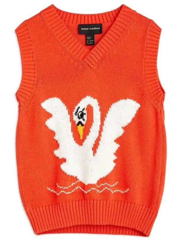 Kids Swan Embroidery Knit Vest Red 22720125 42 - MINI RODINI - BALAAN 1