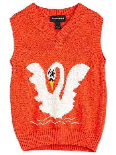 Kids Swan Embroidery Knit Vest Red 22720125 42 - MINI RODINI - BALAAN 2