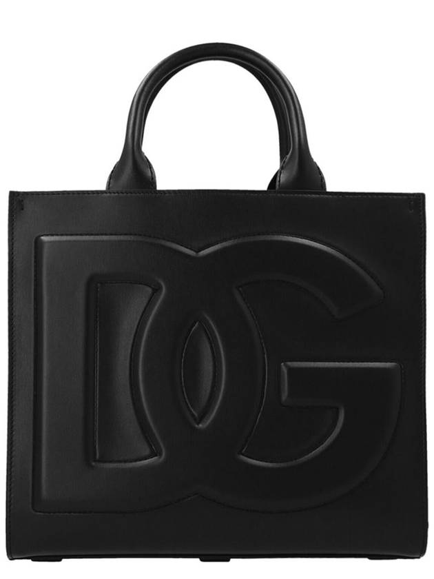 DG Logo Small Leather Tote Bag Black - DOLCE&GABBANA - BALAAN 2