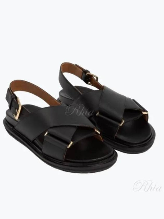 Fussbett Leather Sandals Black - MARNI - BALAAN 2