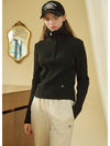 women's deft wool cash half zip-up knit top black - MICANE - BALAAN 2