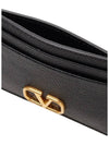 V Logo Signature Grainy Calfskin Card Wallet Black - VALENTINO - BALAAN 5