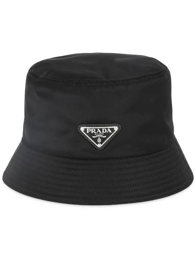 Triangle Logo Re-nylon Bucket Hat Black - PRADA - BALAAN 3