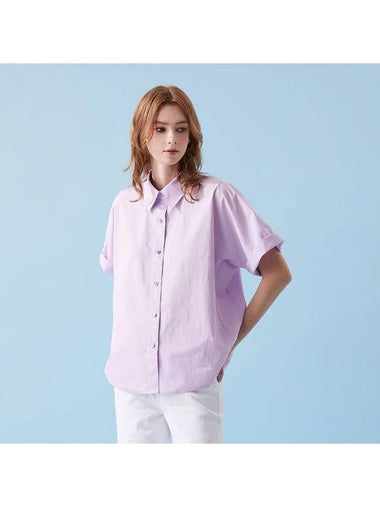 French Sleeve Cotton Short Sleeve Shirt Violet - VOYONN - BALAAN 1