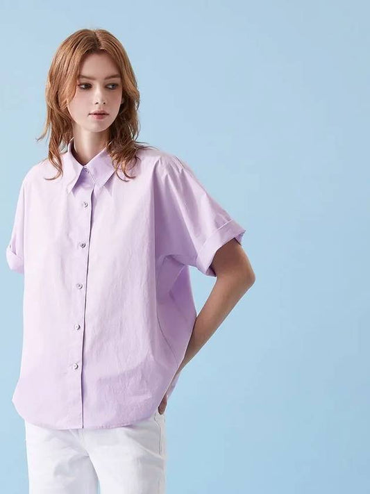 French sleeve cotton short sleeve shirt violet VL230 - VOYONN - BALAAN 1