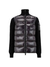 Merino Wool Padded Cardigan Black - MONCLER - BALAAN.